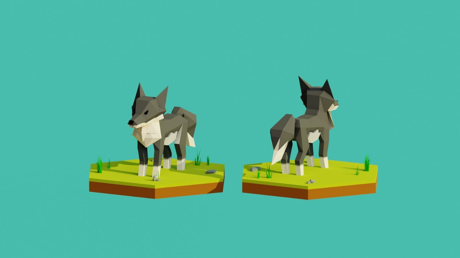 Low-poly wolf studies from Saving Nature