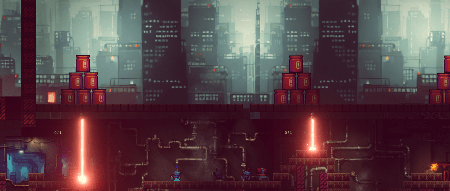 Clone Paradox industrial pixel-art level