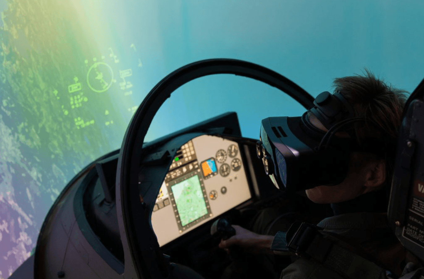 Public view of a person using the VR simulator