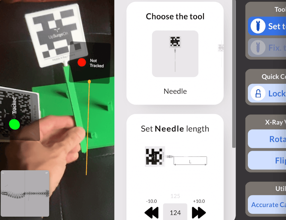 Tool and simulator targets shown in a not-tracked state