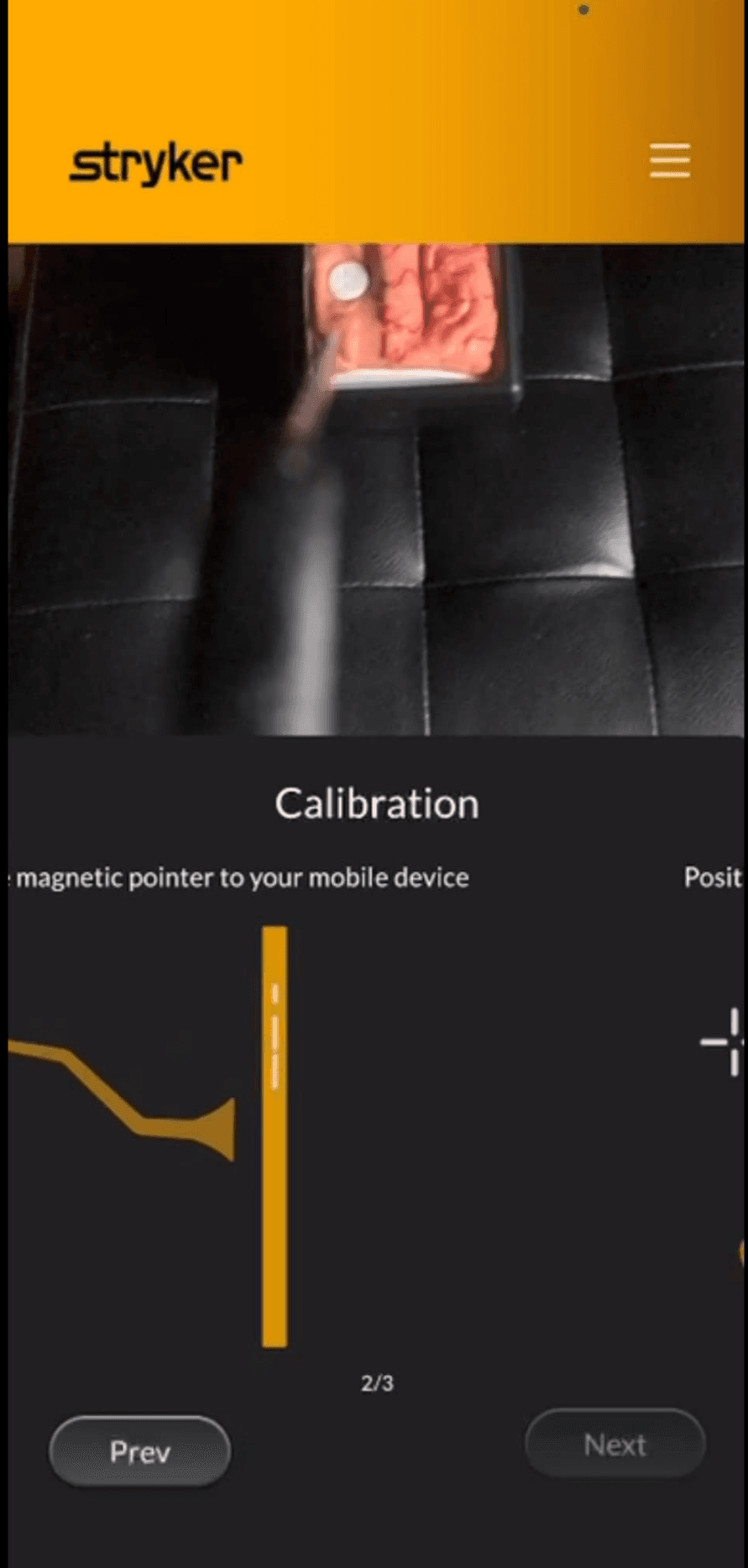 Navigation Pen calibration view with physical simulator