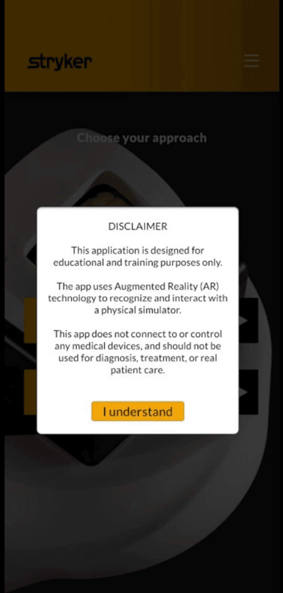 Application training-use disclaimer