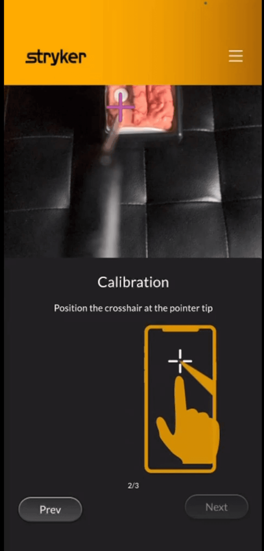 Pointer-tip crosshair calibration interface