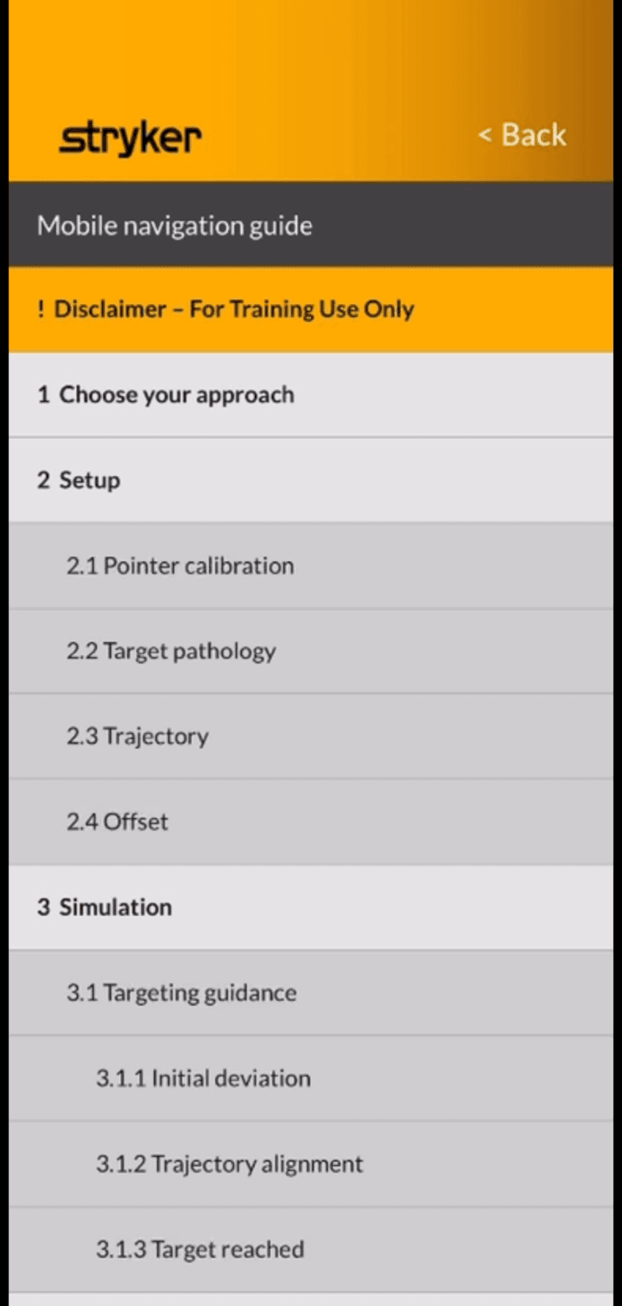 Mobile navigation guide index