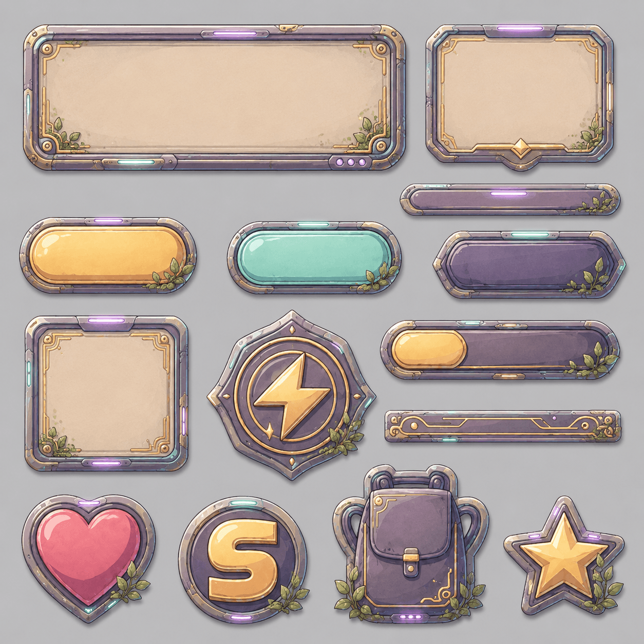 Dialogue, status and inventory interface elements