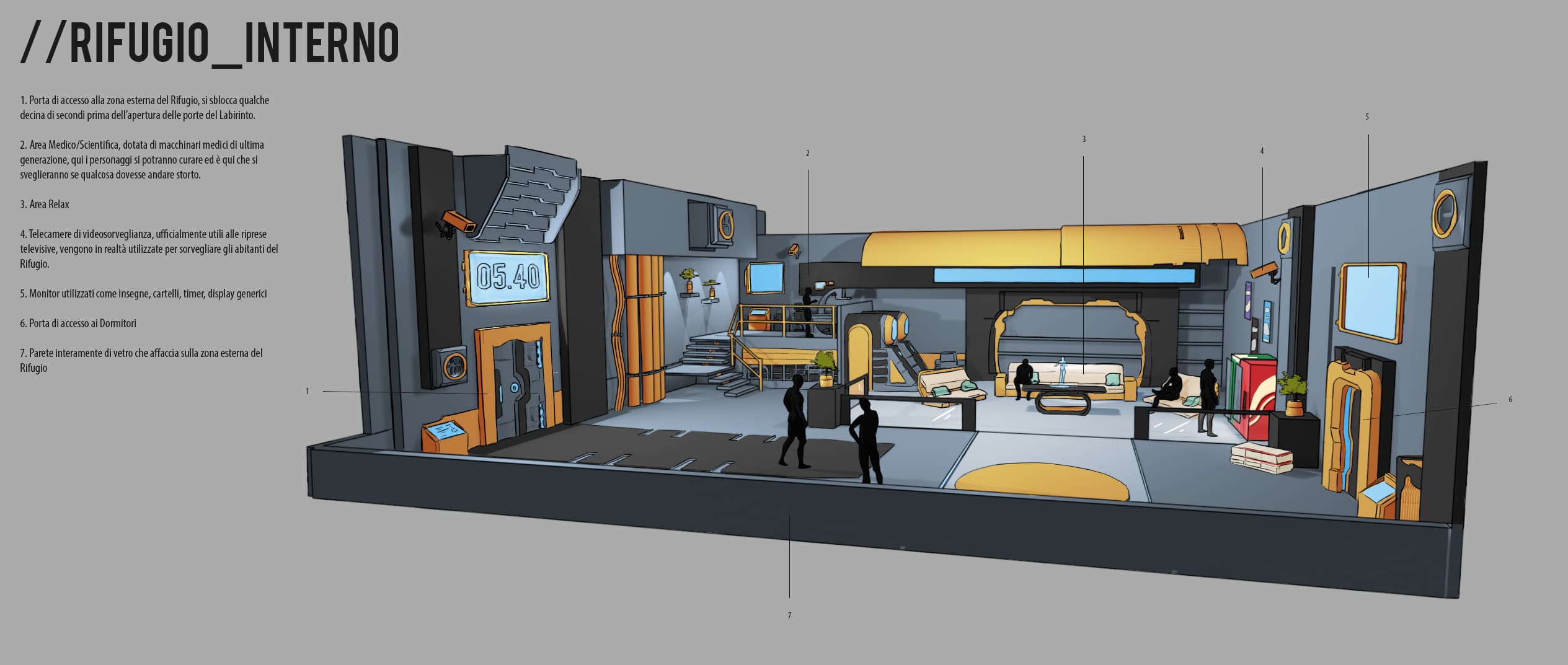 Walls of Ariadne shelter interior concept